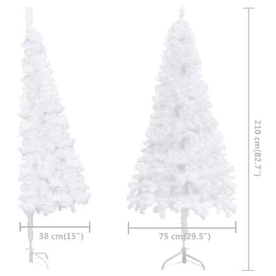 vidaXL Kutno umjetno božićno drvce s LED svjetlima bijelo 210 cm PVC