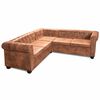 vidaXL Kutna garnitura Chesterfield za 5 osoba od umjetne kože smeđa