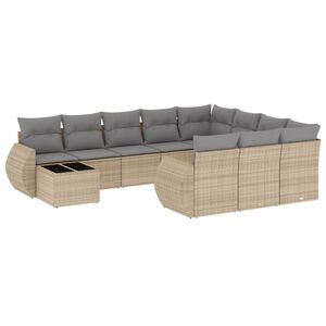 vidaXL 11-dijelni set vrtnih sofa od poliratana s jastucima bež