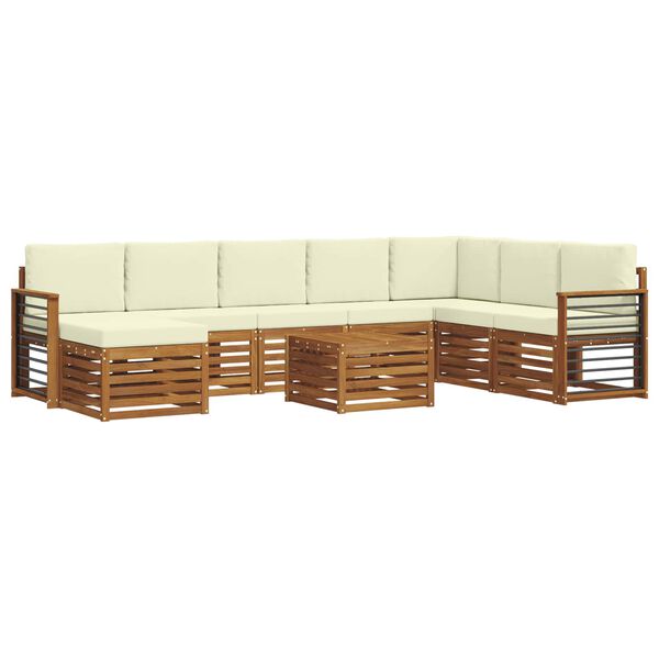 vidaXL Setovi sofa 9 pcs Prirodna i krem Čvrsto drvo akacije