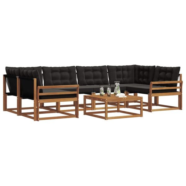 vidaXL Set vanjskih sofa s jastukom 7 pcs Prirodna i crna