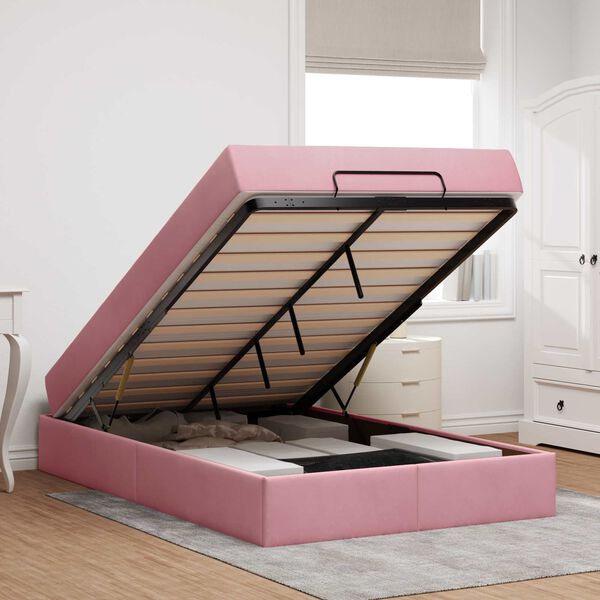 vidaXL Okvir kreveta s madracem s madracem 2 pcs Ružičasta Bar&scaron;un