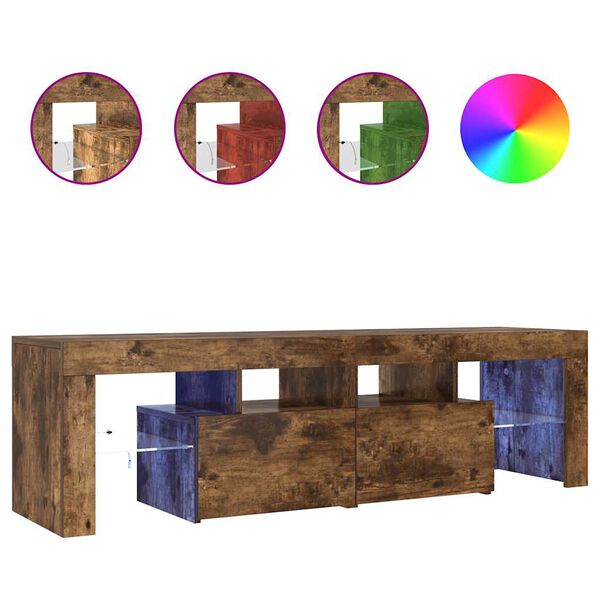vidaXL TV ormarić s LED svjetlima boja dimljenog hrasta 140x36,5x40 cm