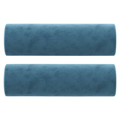 vidaXL Dvosjed s ukrasnim jastucima plavi 120 cm baršunasti