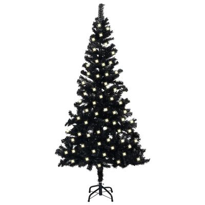 vidaXL Umjetno osvijetljeno božićno drvce sa stalkom crno 120 cm PVC