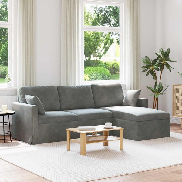 vidaXL Sofa Tamno siva 198 x 134 x 80 cm Bar&scaron;un