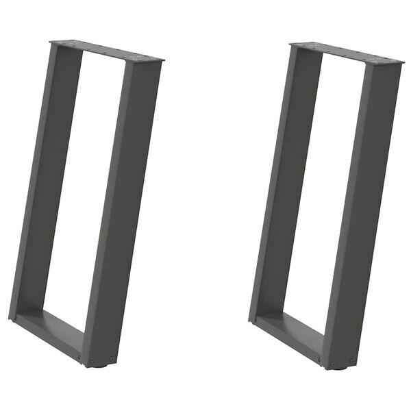 vidaXL Noge za blagovaonski stol U-oblik 2 kom antracit 50 x (72-73) cm čelik