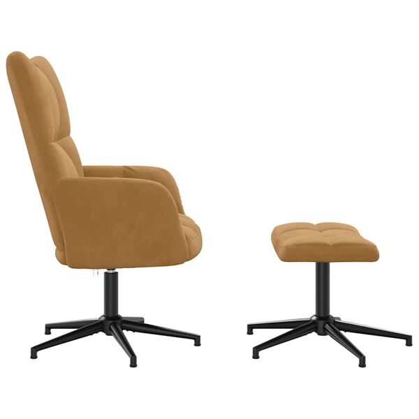 vidaXL Stolica za opuštanje s osloncem za noge smeđa baršunasta