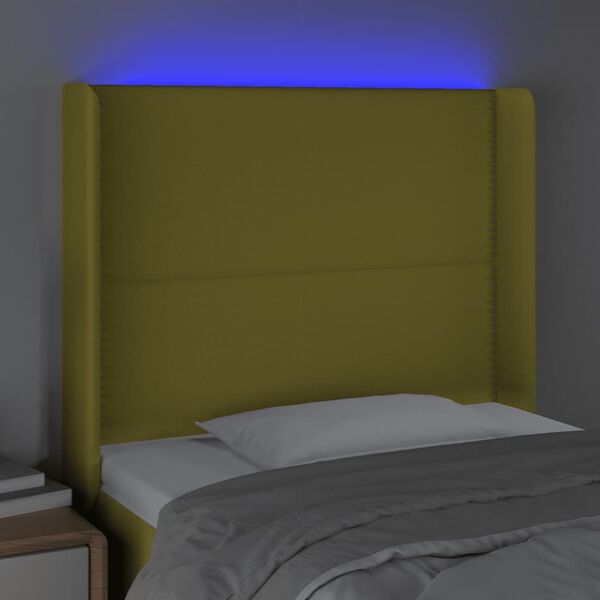 vidaXL LED uzglavlje zeleno 83 x 16 x 118/128 cm od tkanine