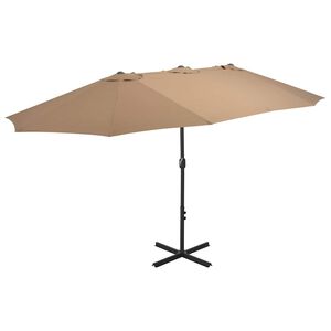 vidaXL Vanjski suncobran s aluminijskim stupom 460 x 270 cm smeđesivi