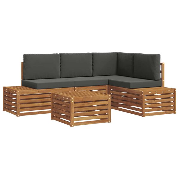 vidaXL Set vanjskih sofa s jastukom 5 Komad Prirodna i antracit