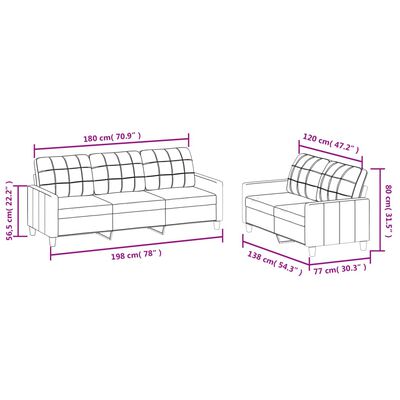 vidaXL 2-dijelni set sofa s jastucima crni od umjetne kože