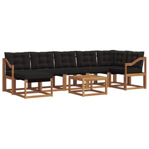 vidaXL Set vanjskih sofa s jastukom 8 pcs Prirodna i crna