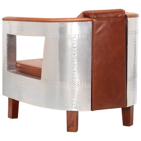 vidaXL Avijatičarska fotelja od prave kože smeđa