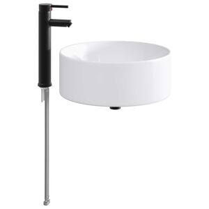 vidaXL Umivaonik s slavinom i odvodom Mat Crna 40,5 x 40,5 x 15,5 cm
