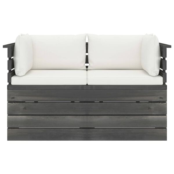 vidaXL Vrtni dvosjed od paleta od masivne borovine s jastucima