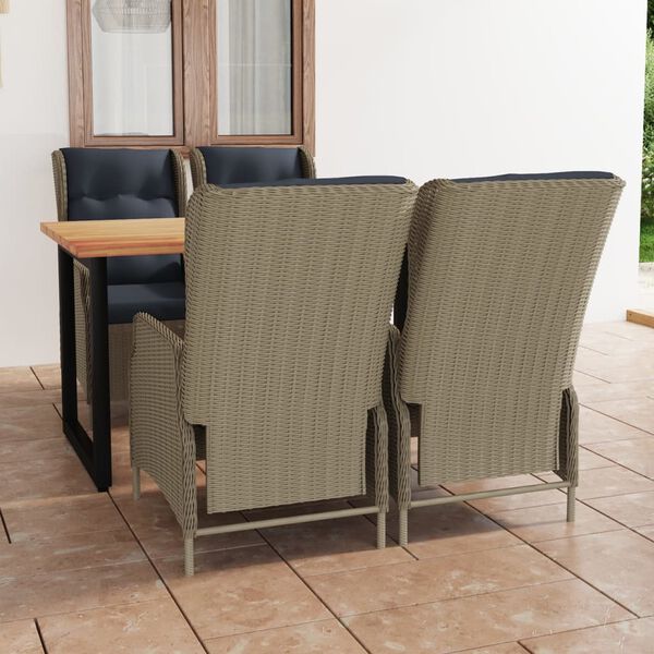 vidaXL 5-dijelni vrtni blagovaonski set s jastucima poliratan smeđi