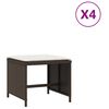 vidaXL Vrtni taburei s jastucima 4 kom smeđi 40x40x35 cm od poliratana