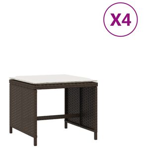 vidaXL Vrtni taburei s jastucima 4 kom smeđi 40x40x35 cm od poliratana