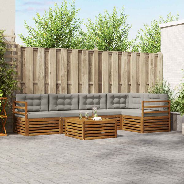 vidaXL Set vanjskih sofa s jastukom 6 pcs Prirodna i svijetlo siva