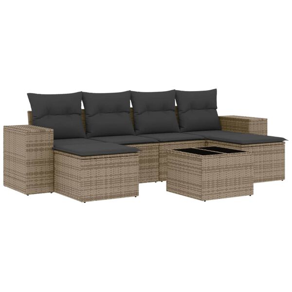 vidaXL 7-dijelni set vrtnih sofa sivi od poliratana