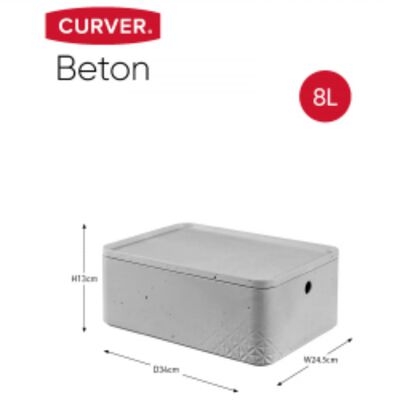 Curver 3-dijelni set kutija za pohranu Beton s poklopcem M svjetlosivi