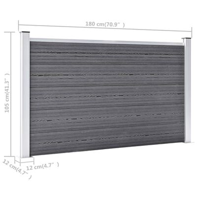 vidaXL Vrtna ograda od WPC-a 699 x 106 cm siva