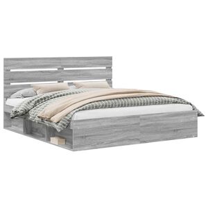 vidaXL Krevetna konstrukcija s uzglavljem Siva Sonoma 200 x 200 cm