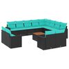 vidaXL 13-dijelni set vrtnih sofa s jastucima poliratan crni