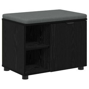 vidaXL Klupa za hodnik s jastukom s policom Crni Hrast 60 x 38 x 46 cm