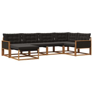 vidaXL Set vanjskih sofa 6 kom. Prirodna i crna Čvrsto drvo akacije