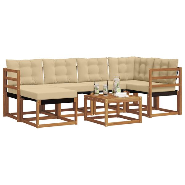 vidaXL Set vanjskih sofa s jastukom 7 pcs Prirodna i bež