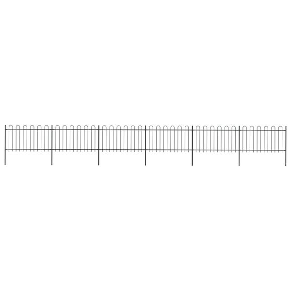 vidaXL Vrtna ograda s obručem na vrhu Čelik 1070x100 cm Crna