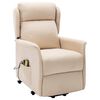 vidaXL Masažna fotelja na podizanje od tkanine krem