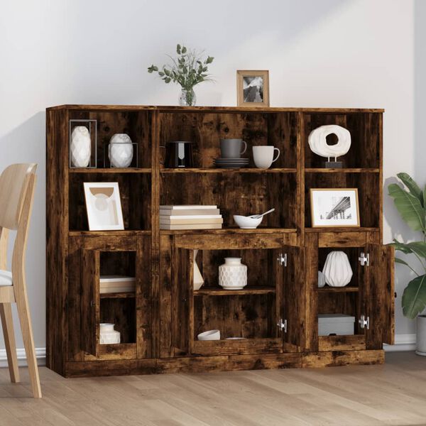 vidaXL Visoke komode 3 kom boja dimljenog hrasta od konstruiranog drva