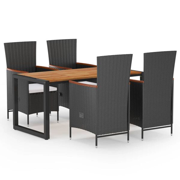 vidaXL 5-dijelni vrtni blagovaonski set crni