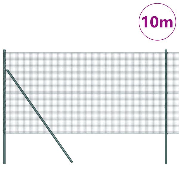 vidaXL Stup za ogradu Zelena 10 x 1,4 m (16 x 16 mm mreža) Čelik i PVC