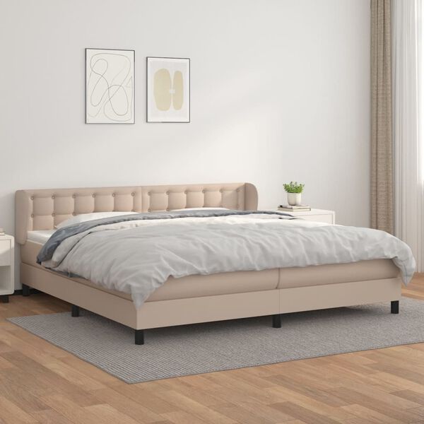 vidaXL Krevet box spring s madracem cappuccino 200x200cm umjetna koža