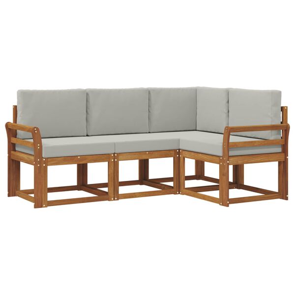 vidaXL Set vanjskih sofa s jastukom 4 pcs Prirodna i svijetlo siva