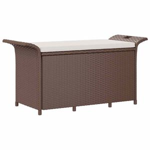 vidaXL Vrtna klupa s jastukom smeđa 116 x 46 x 57 cm od poliratana