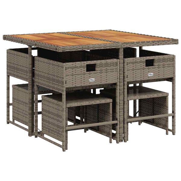 vidaXL 9-dijelni vrtni blagovaonski set sivi od poliratana