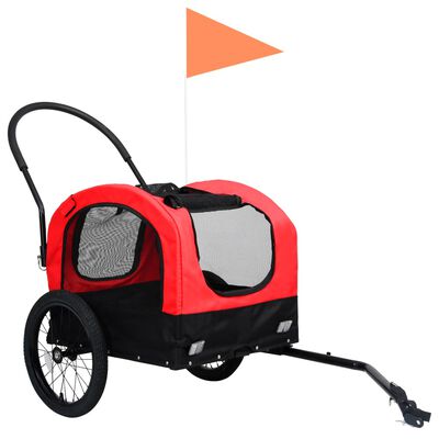 vidaXL 2-u-1 prikolica za bicikl i kolica za ljubimce crveno-crna
