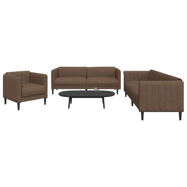 vidaXL 3-dijelni set sofa smeđi od tkanine