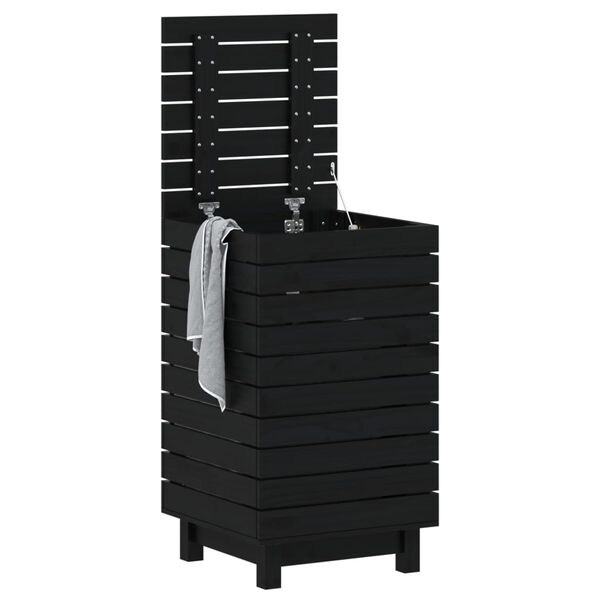 vidaXL Ko&scaron;ara za rublje crna 44x44x66 cm od masivne borovine