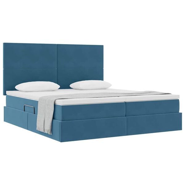 vidaXL Krevet s od storage s madracem Tamno plava 180 x 200 cm Bar&scaron;un