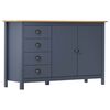 vidaXL Komoda Hill siva 130 x 40 x 80 cm od masivne borovine
