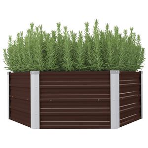 vidaXL Povi&scaron;ena vrtna gredica smeđa 129 x 129 x 45 cm pocinčani čelik