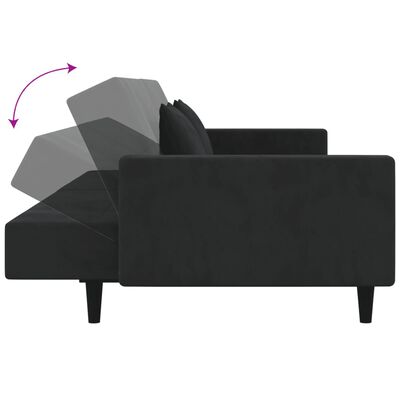 vidaXL Dvosjed na razvlačenje s dva jastuka crni baršunasti
