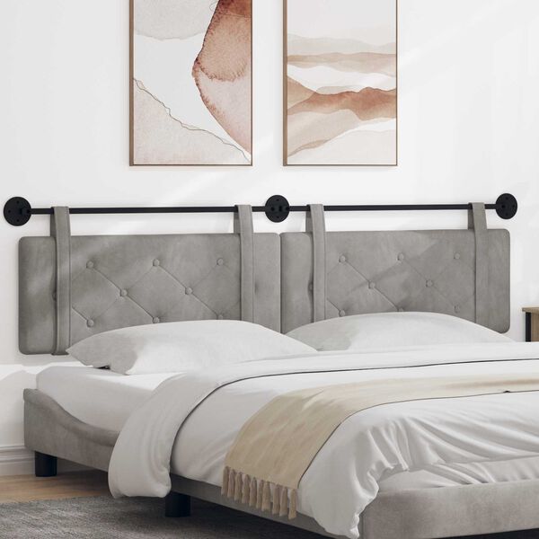 vidaXL Držeće uzglavlje Zidne Svijetlo siva 210 x 55 x 5 cm Bar&scaron;un