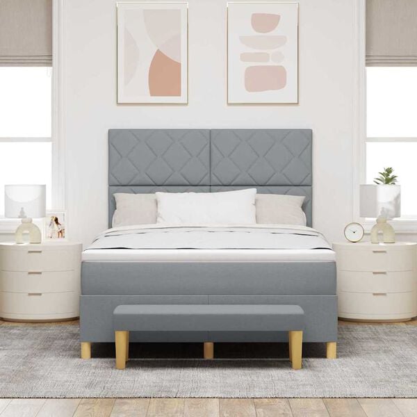 vidaXL Krevet s opruga kutije Svjetlosiva 160 x 200 cm tkanina